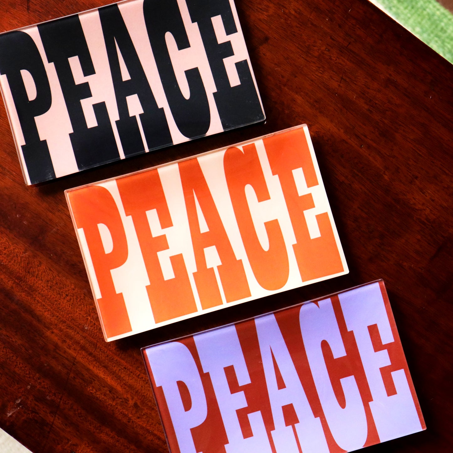 5" x 8" Peace Decoupage Tray - Red Oxide & Lilac