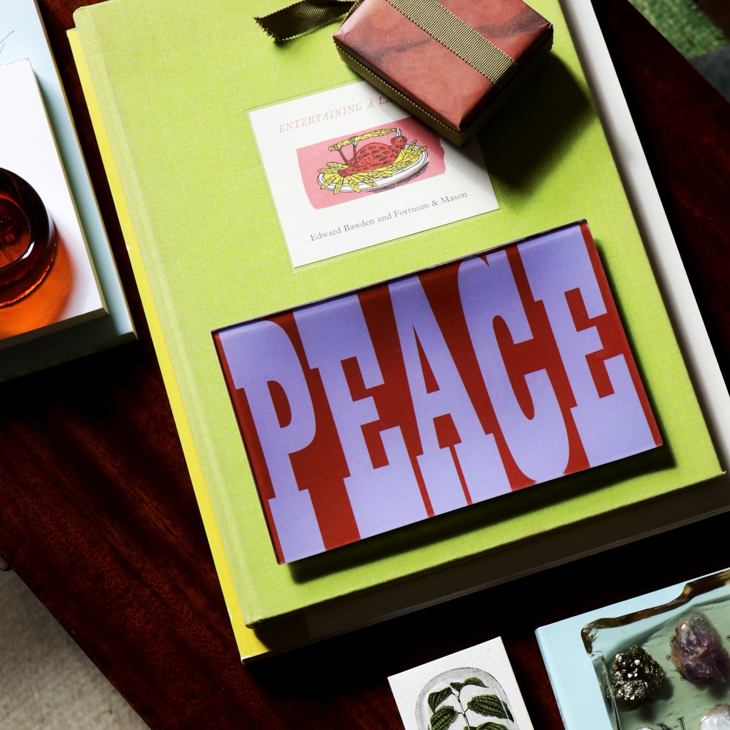 5" x 8" Peace Decoupage Tray - Dark Pink & Light Pink
