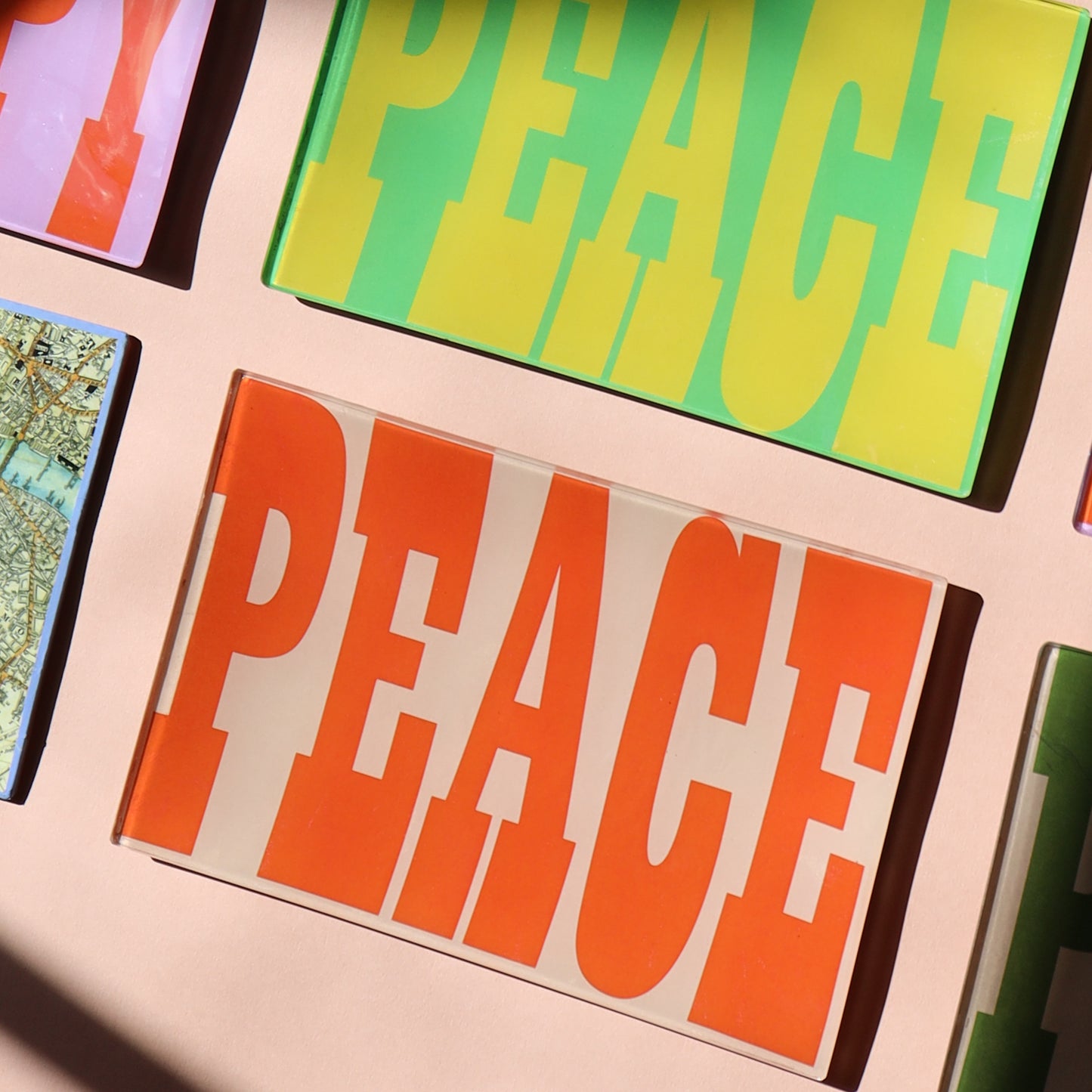 5" x 8" Peace Decoupage Tray - Red Oxide & Lilac