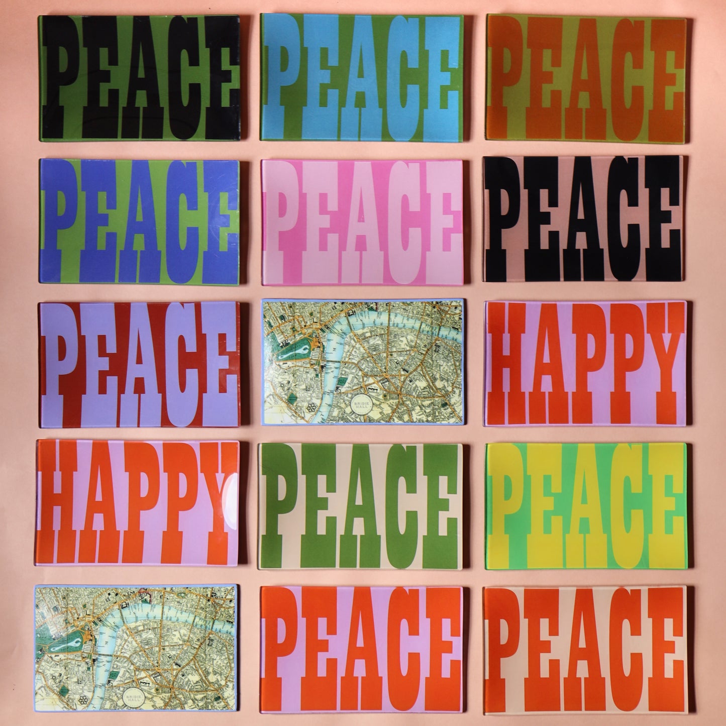 5" x 8" Peace Decoupage Tray - Dark Pink & Light Pink