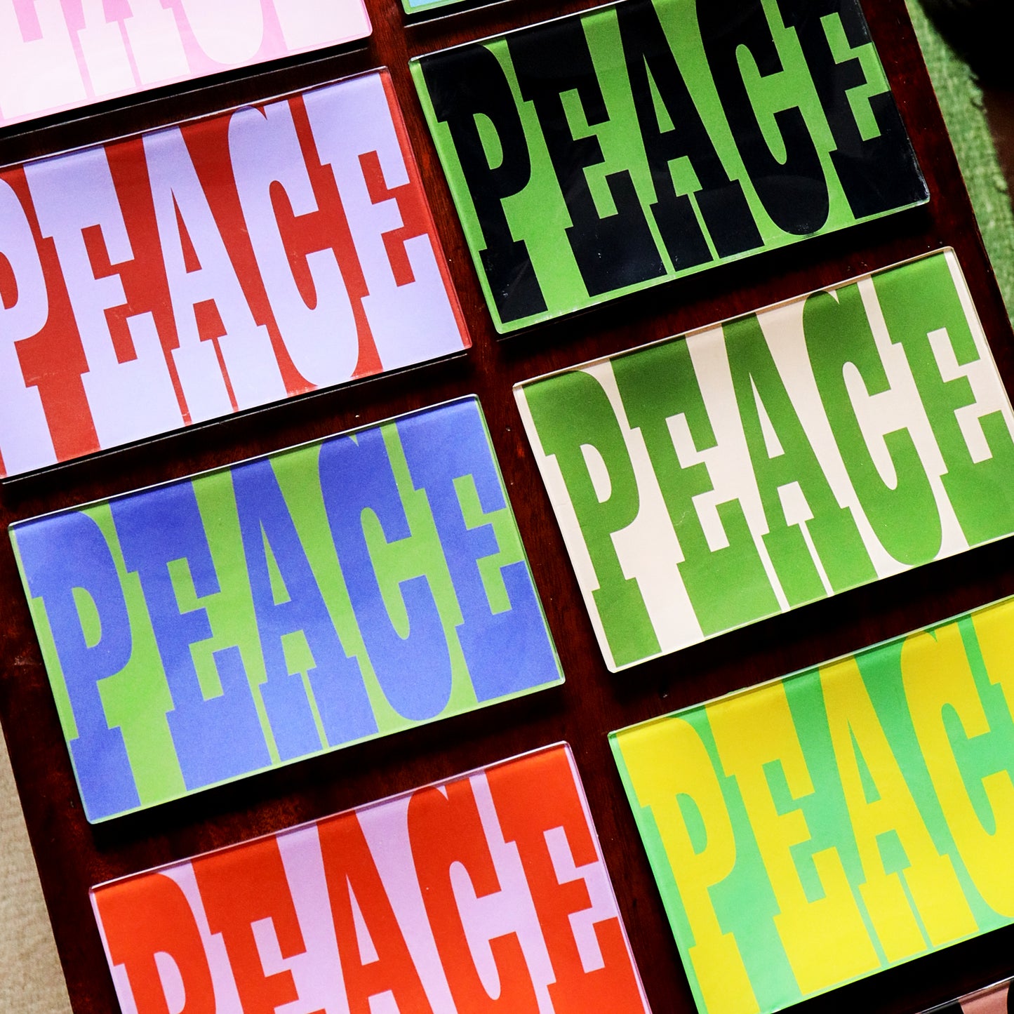 5" x 8" Peace Decoupage Tray - Red Oxide & Lilac