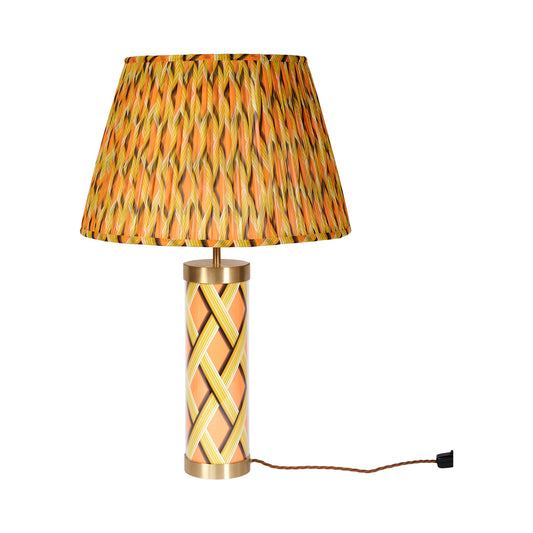 Trellis Work - Apricot Glass & Brass Lamp