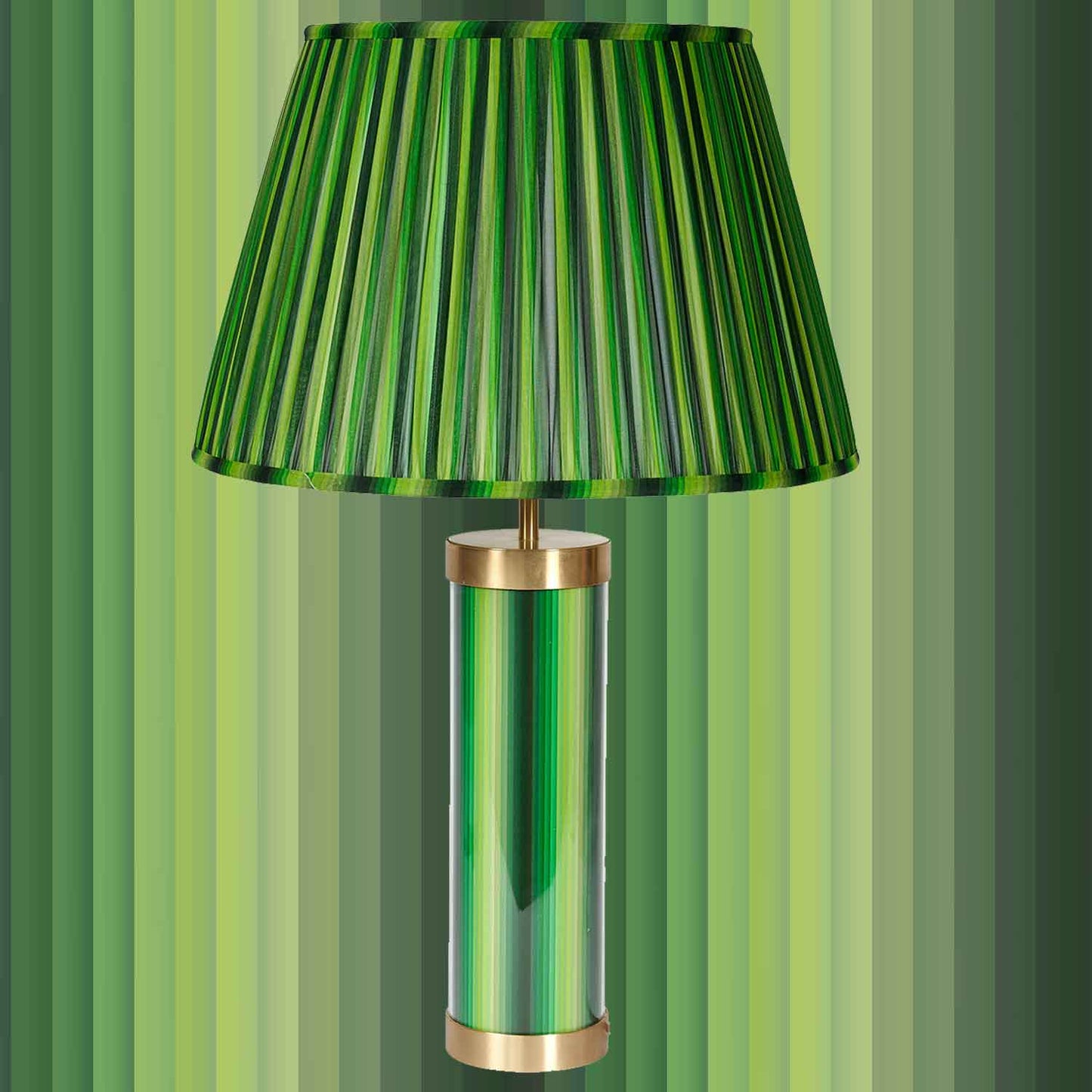 Undulating Stripes - Green Glass & Brass Lamp