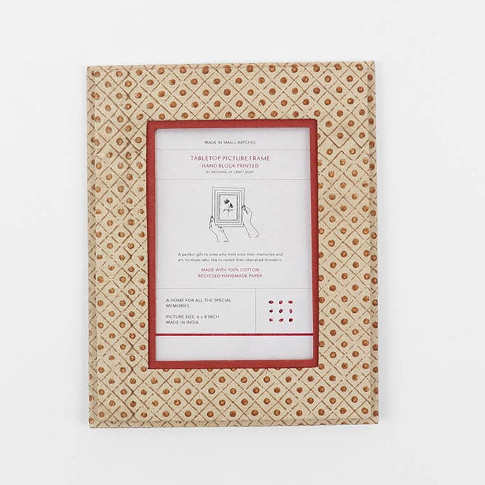 Screen Printed Picture Frame - Dot & Grid: Ochre