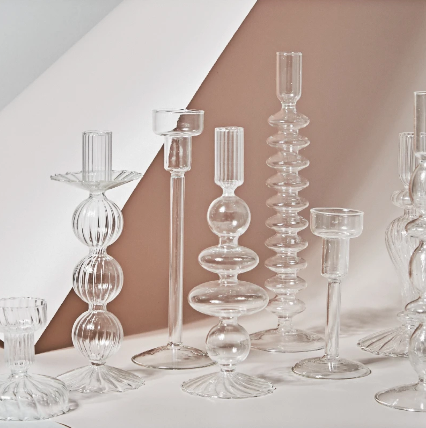 Clear Glass Candle Holder