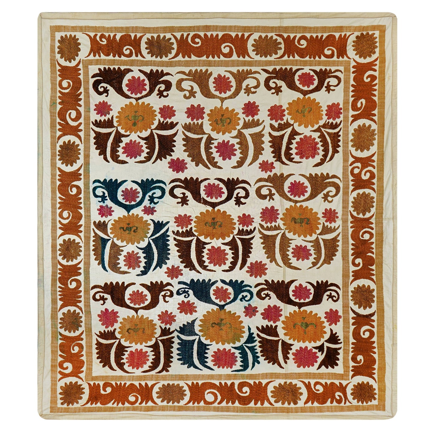 Handmade Vintage Suzani Throw -  112cm x 126cm