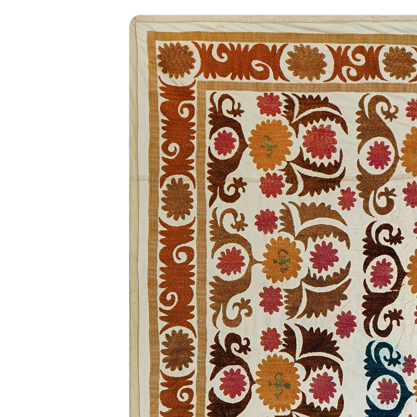 Handmade Vintage Suzani Throw -  112cm x 126cm