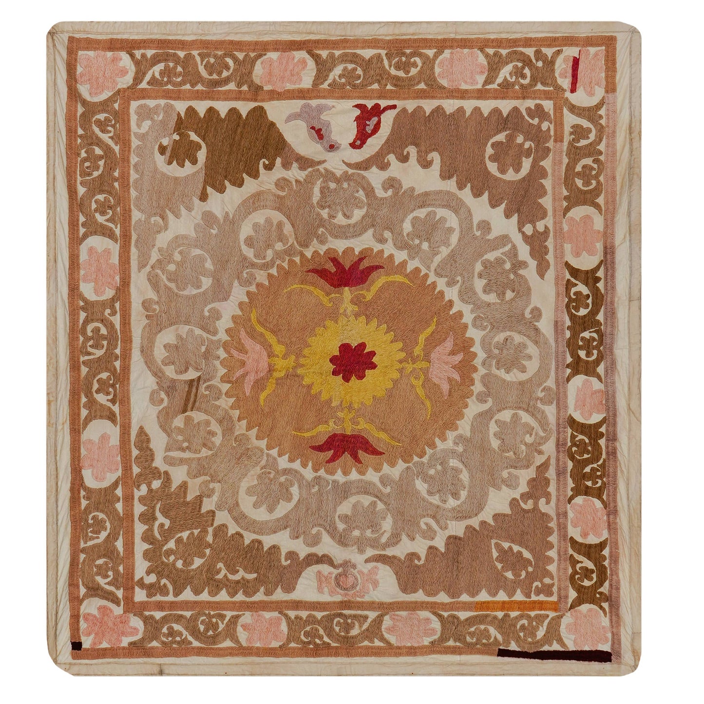 Handmade Vintage Suzani Throw - 114cm x 122cm