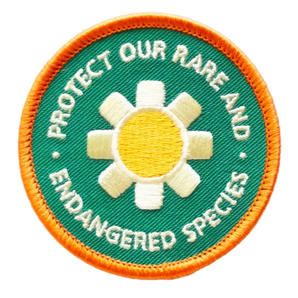 Embroidered 'Protect Our Rare and Endangered Species' Iron-on Patch