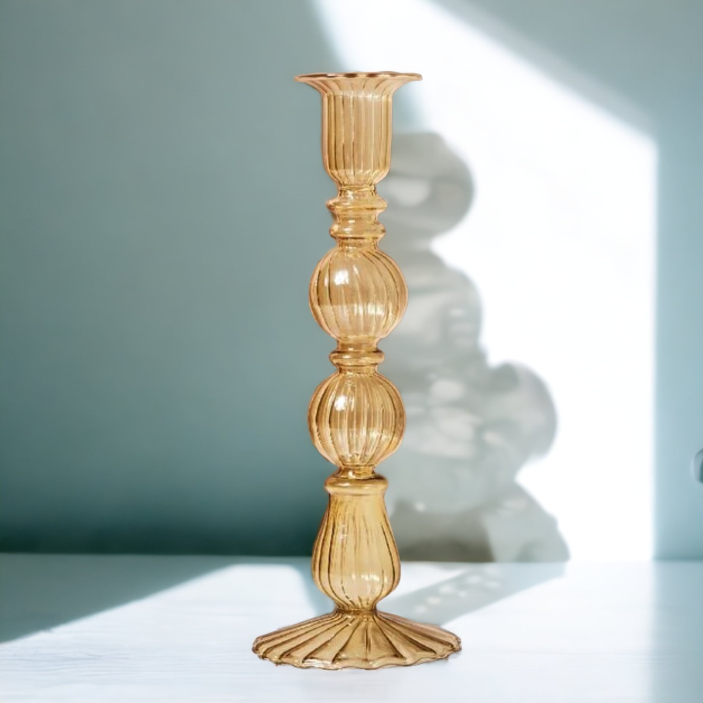 Glass Candlestick: Blue