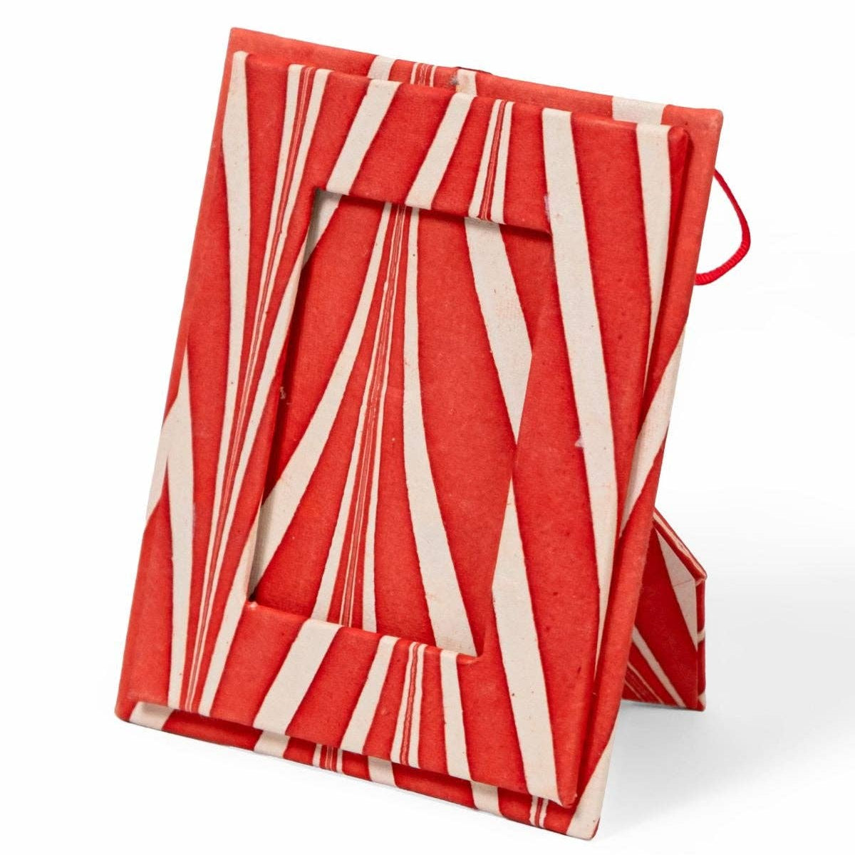 Mini Hand-Marbled Picture Frame - Candy Cane