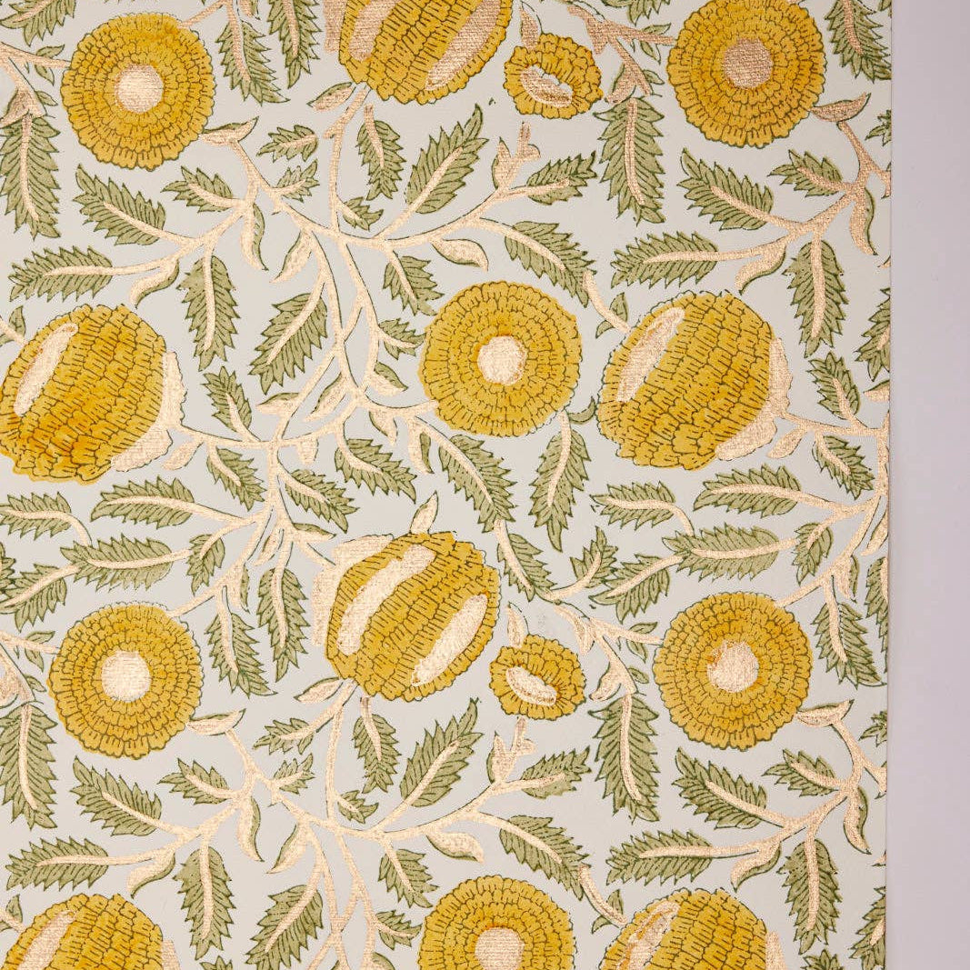Block Printed Wrapping Paper - Marigold Sunshine