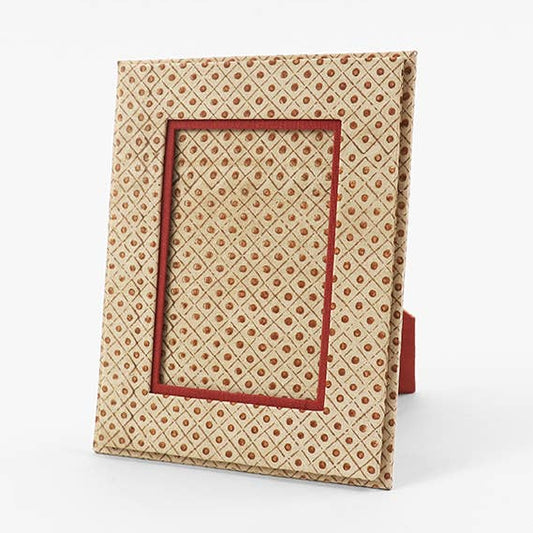 Screen Printed Picture Frame - Dot & Grid: Ochre