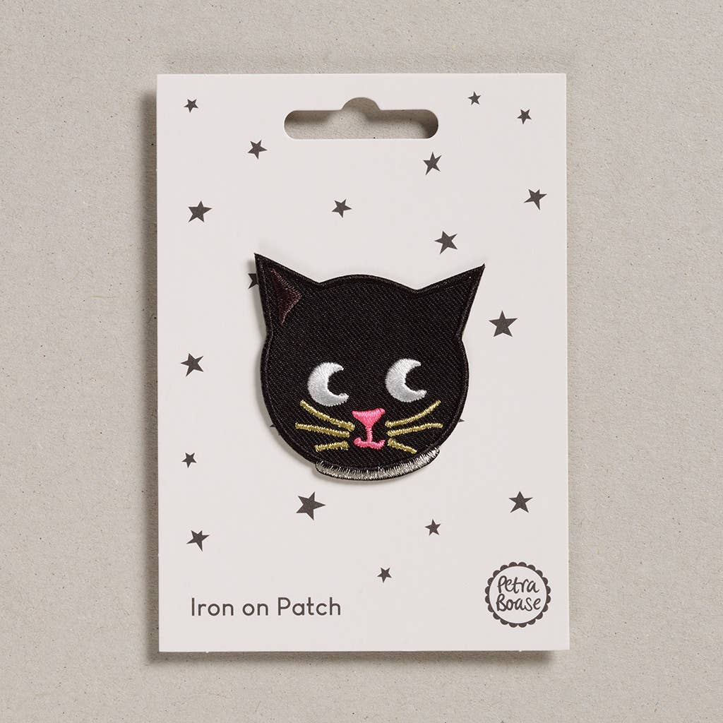 Embroidered Cat Face Iron-On Patch