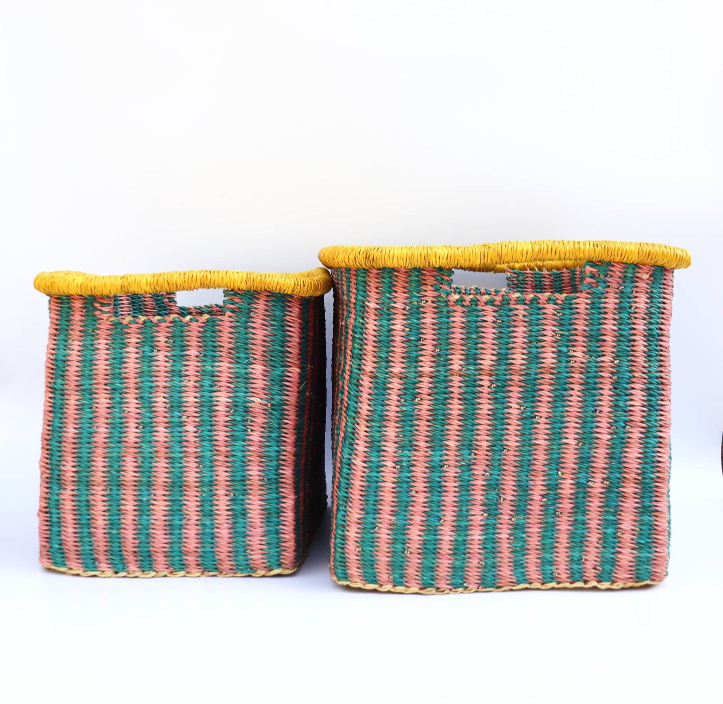 Turquoise, Pink, Yellow Rectangle Storage Basket - Small
