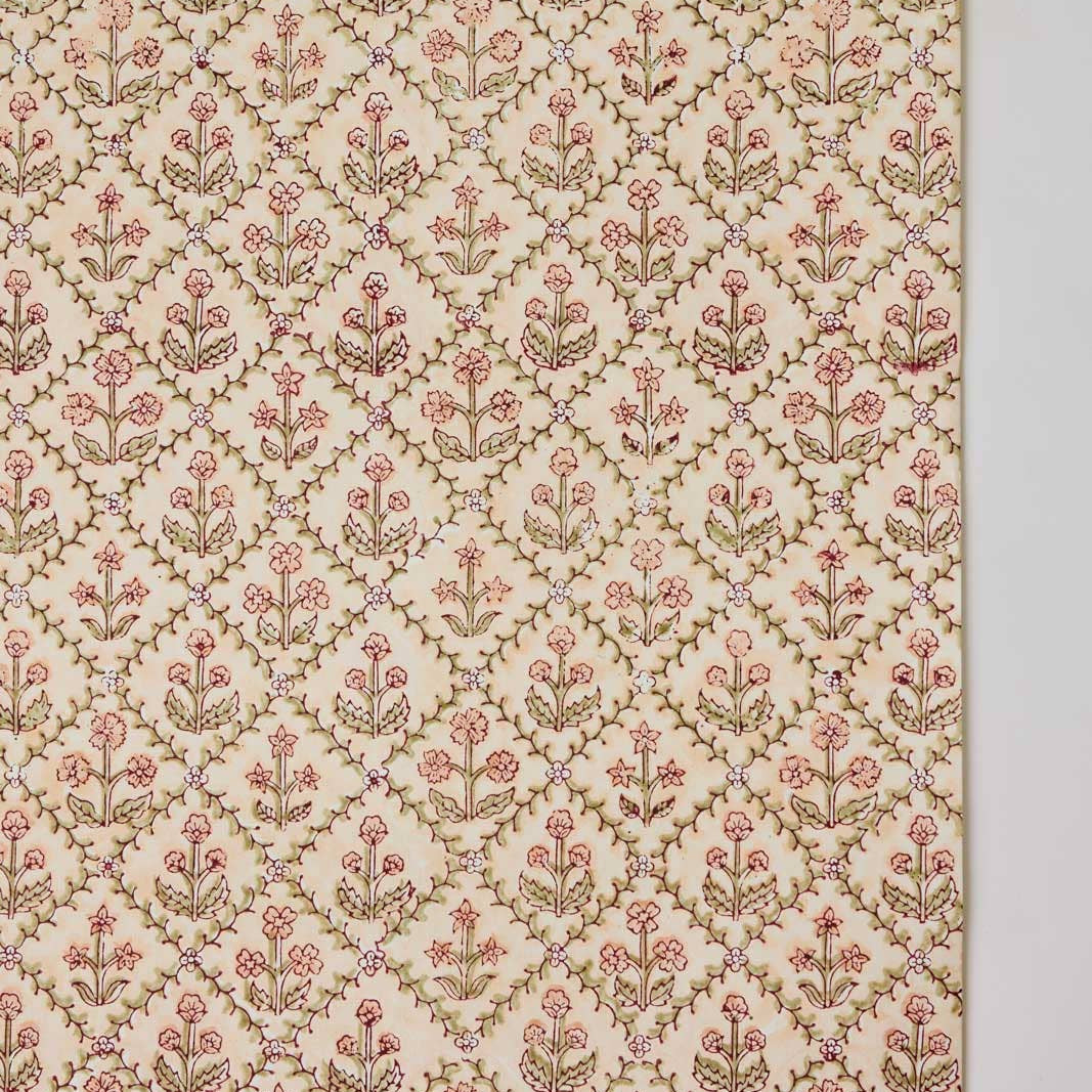 Block Printed Wrapping Paper - Floral Lattice Terracotta