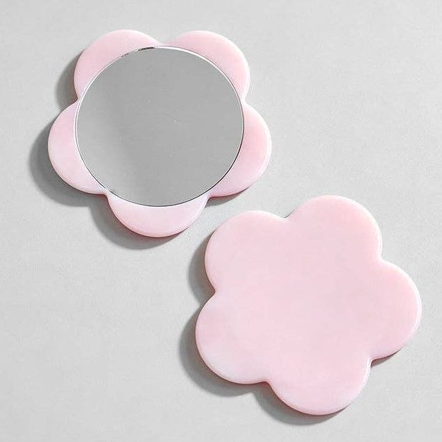 Flower Pocket Mirror - Light Pink