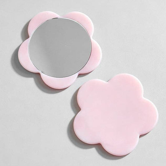 Flower Pocket Mirror - Light Pink