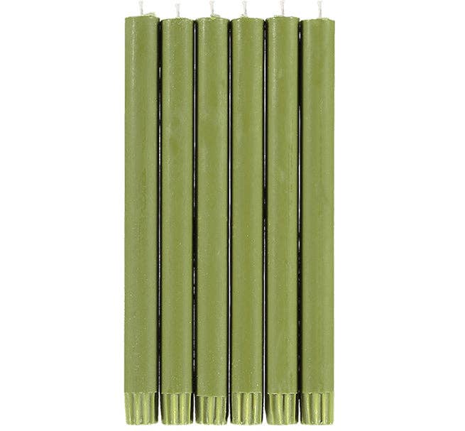 Olive Green Dinner Candles - Pack of 6