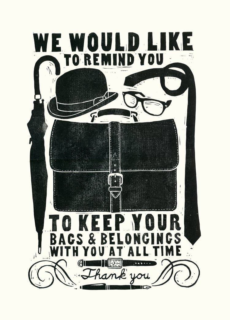 Bags Linocut Print