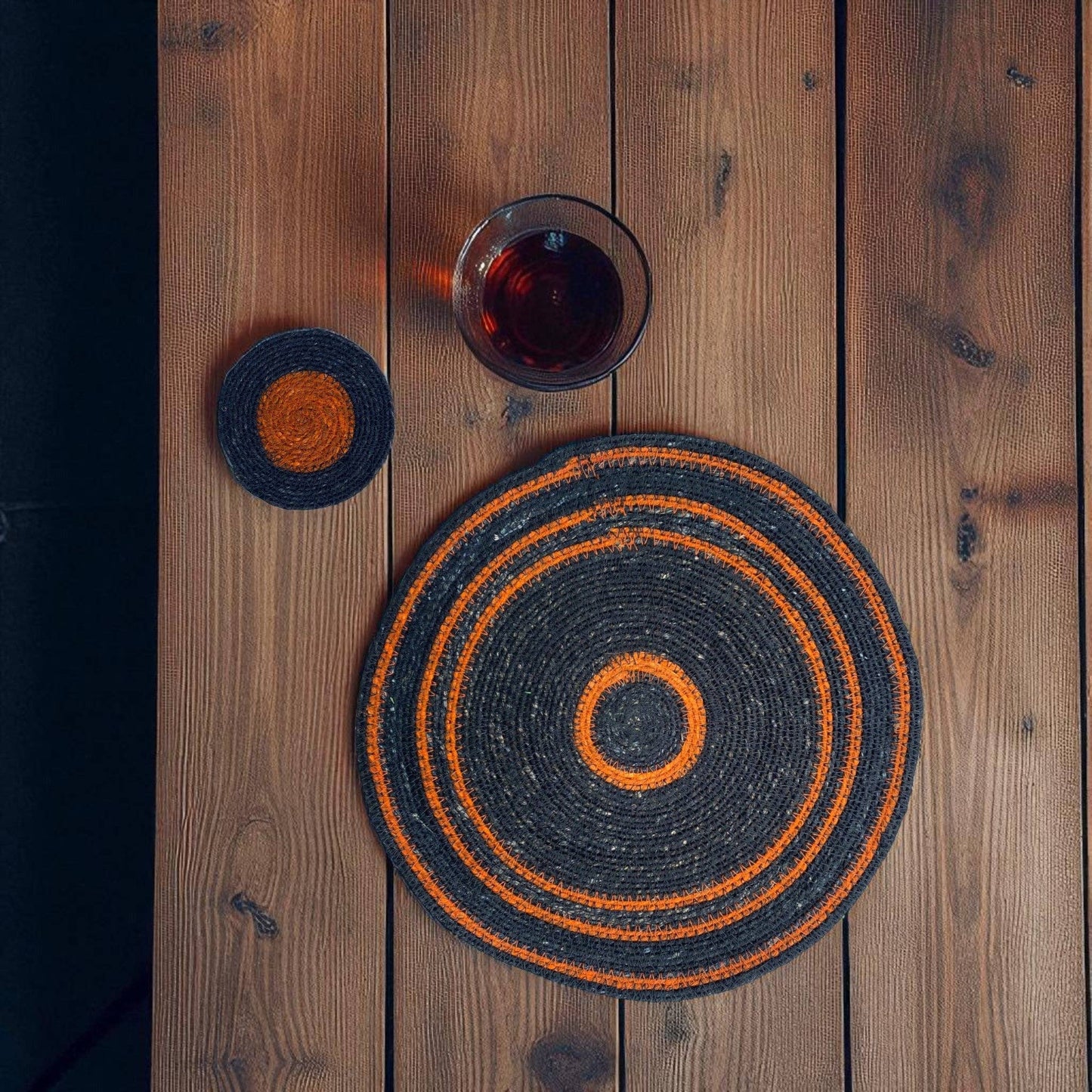 Seagrass Coaster - Midnight Blue / Rust: 4