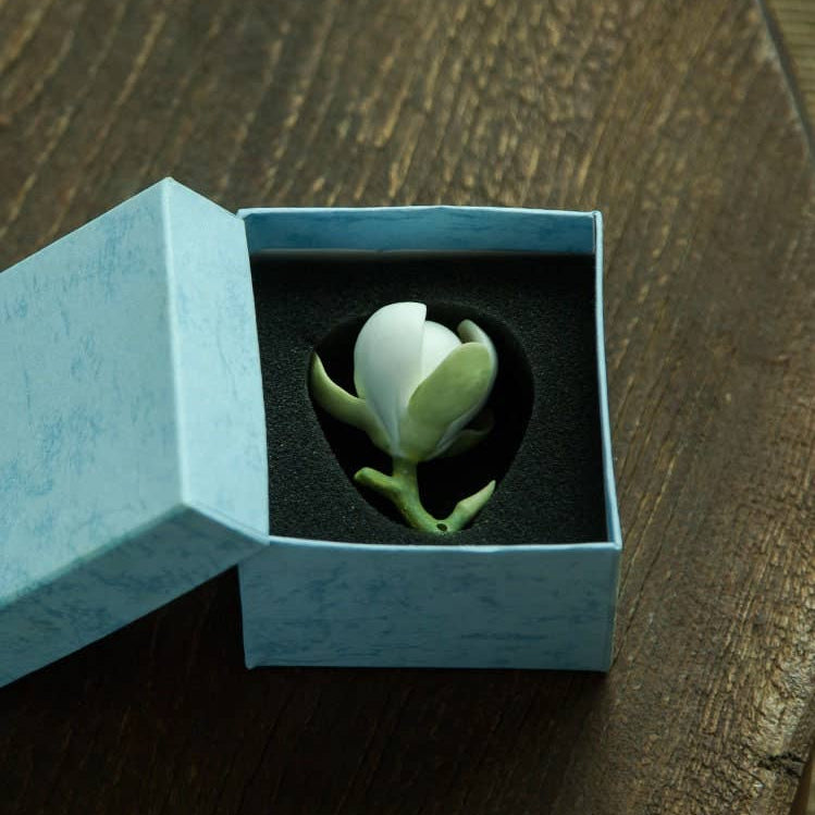 Ceramic Magnolia Flower Incense Holder