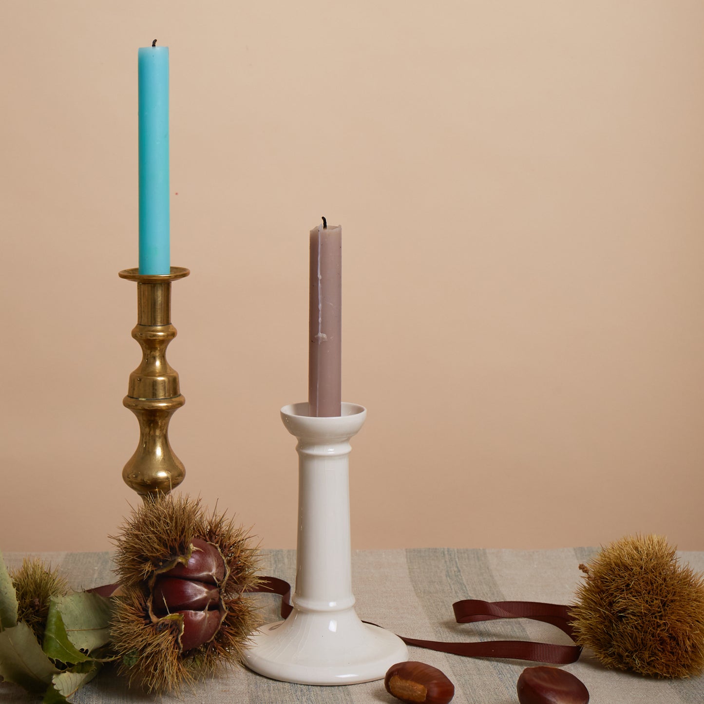 P&H Creamware Column Candlestick - Small