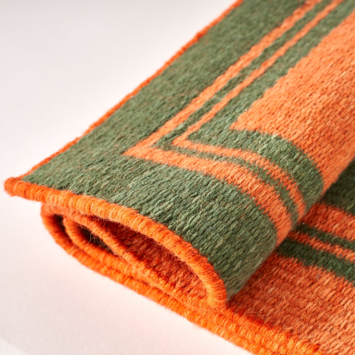 Green & Burnt Orange Borders Reversible Rug