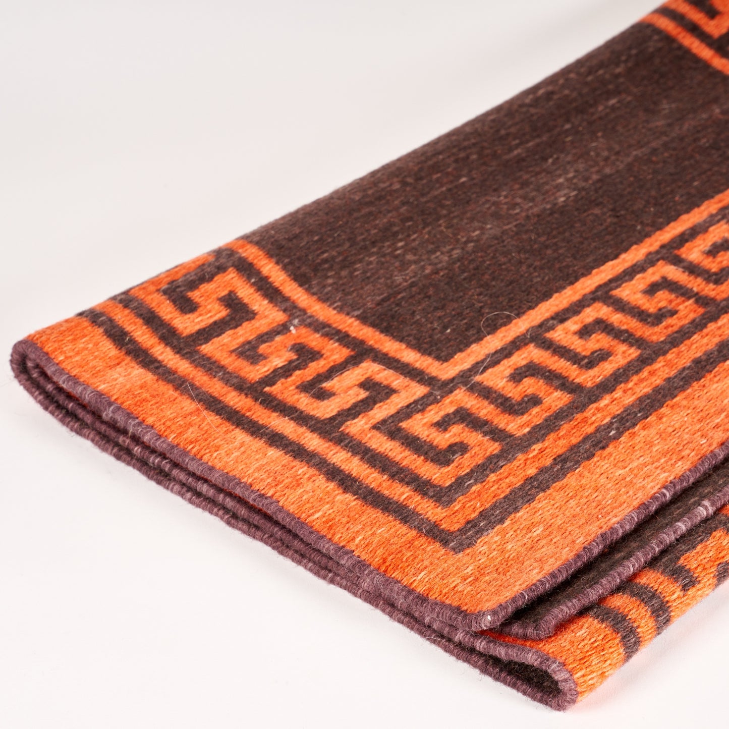 Burnt Orange & Brown Greek Key Reversible Rug