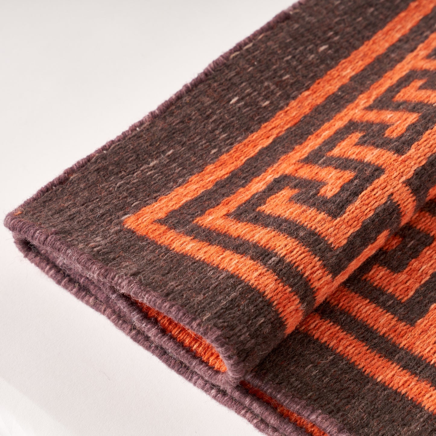Burnt Orange & Brown Greek Key Reversible Rug