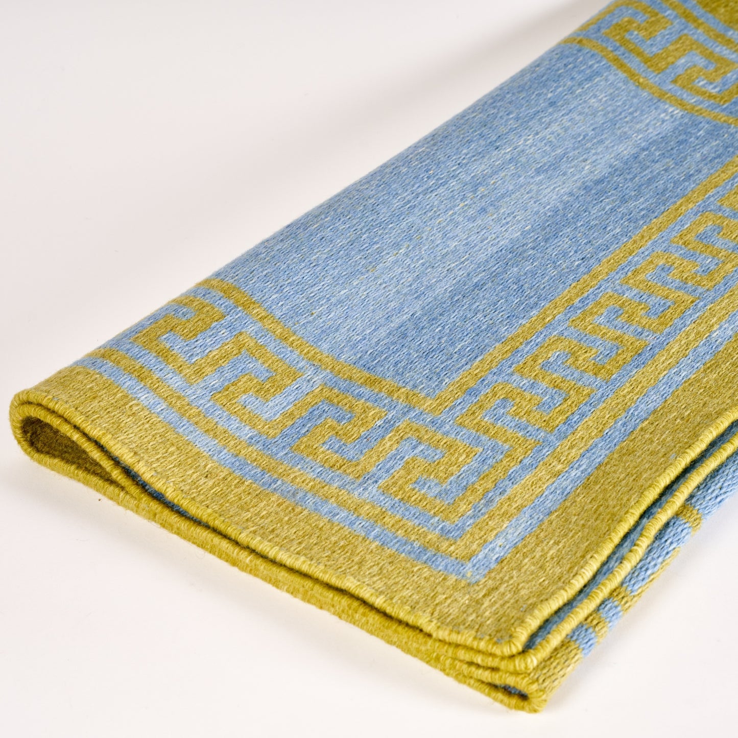 Blue & Green Greek Key Reversible Rug