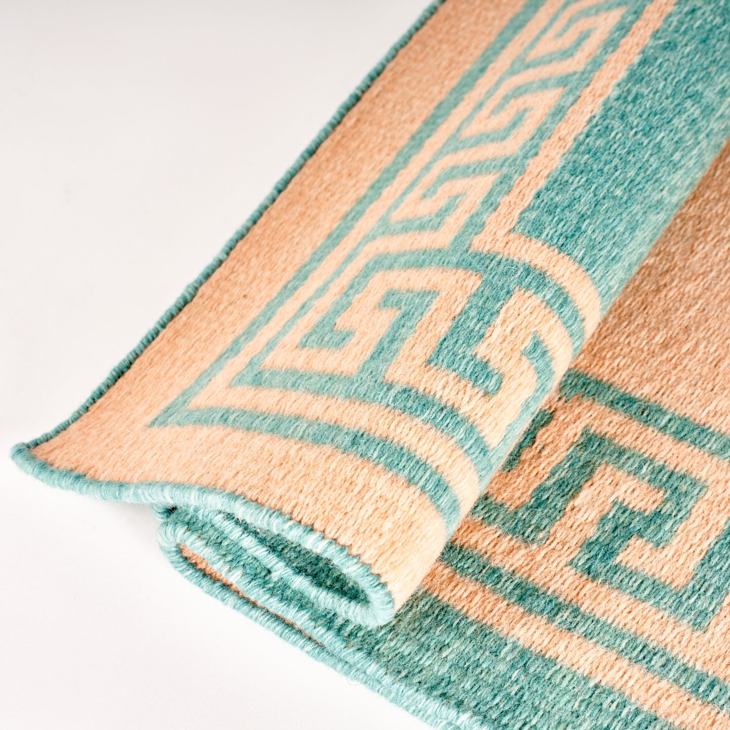 Pink & Green Greek Key Reversible Rug
