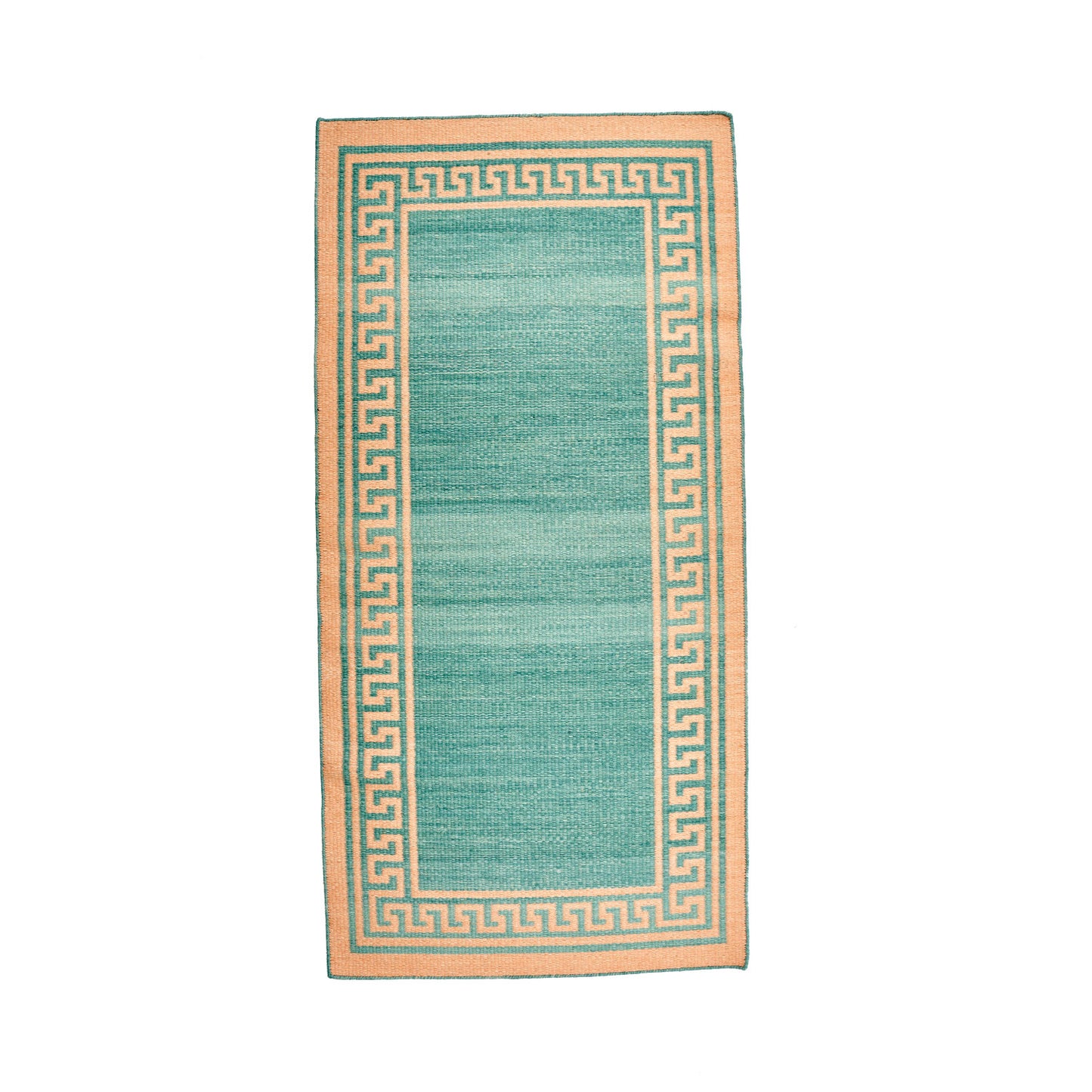 Pink & Green Greek Key Reversible Rug