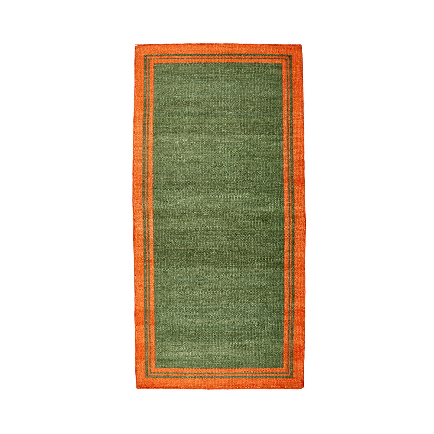 Green & Burnt Orange Borders Reversible Rug