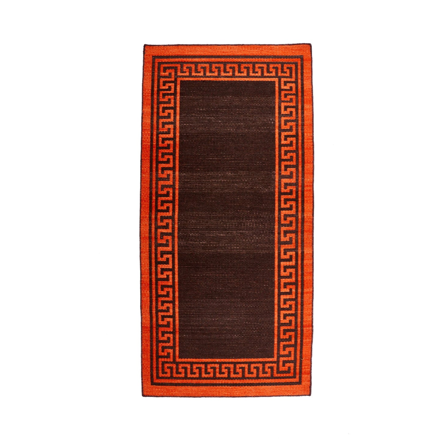 Burnt Orange & Brown Greek Key Reversible Rug