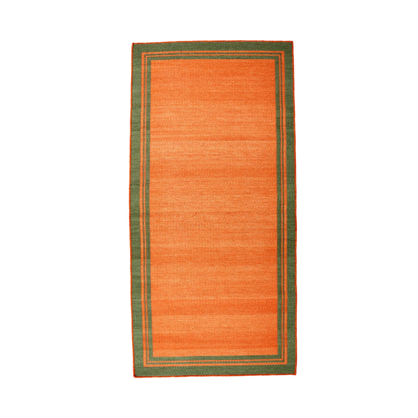 Green & Burnt Orange Borders Reversible Rug