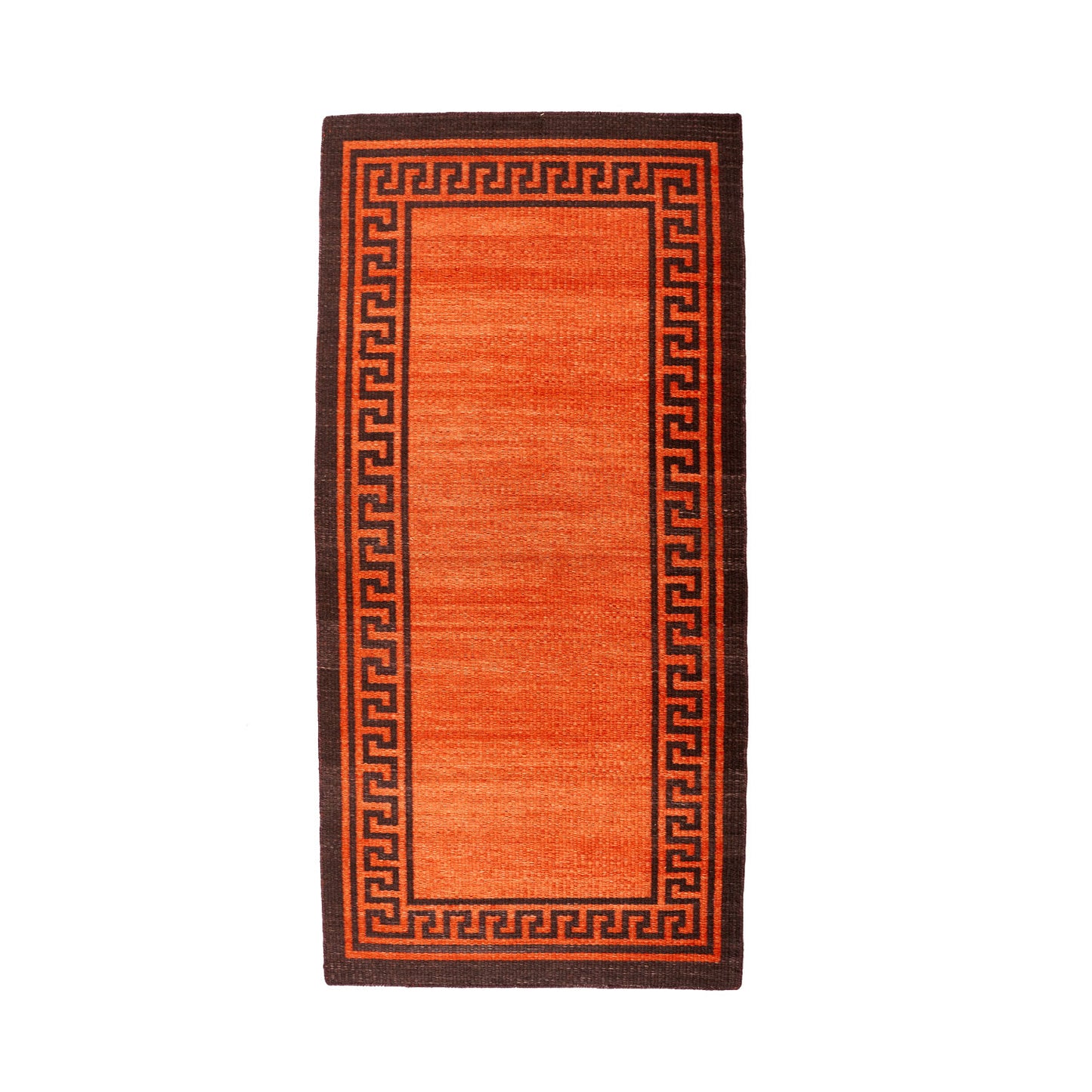 Burnt Orange & Brown Greek Key Reversible Rug