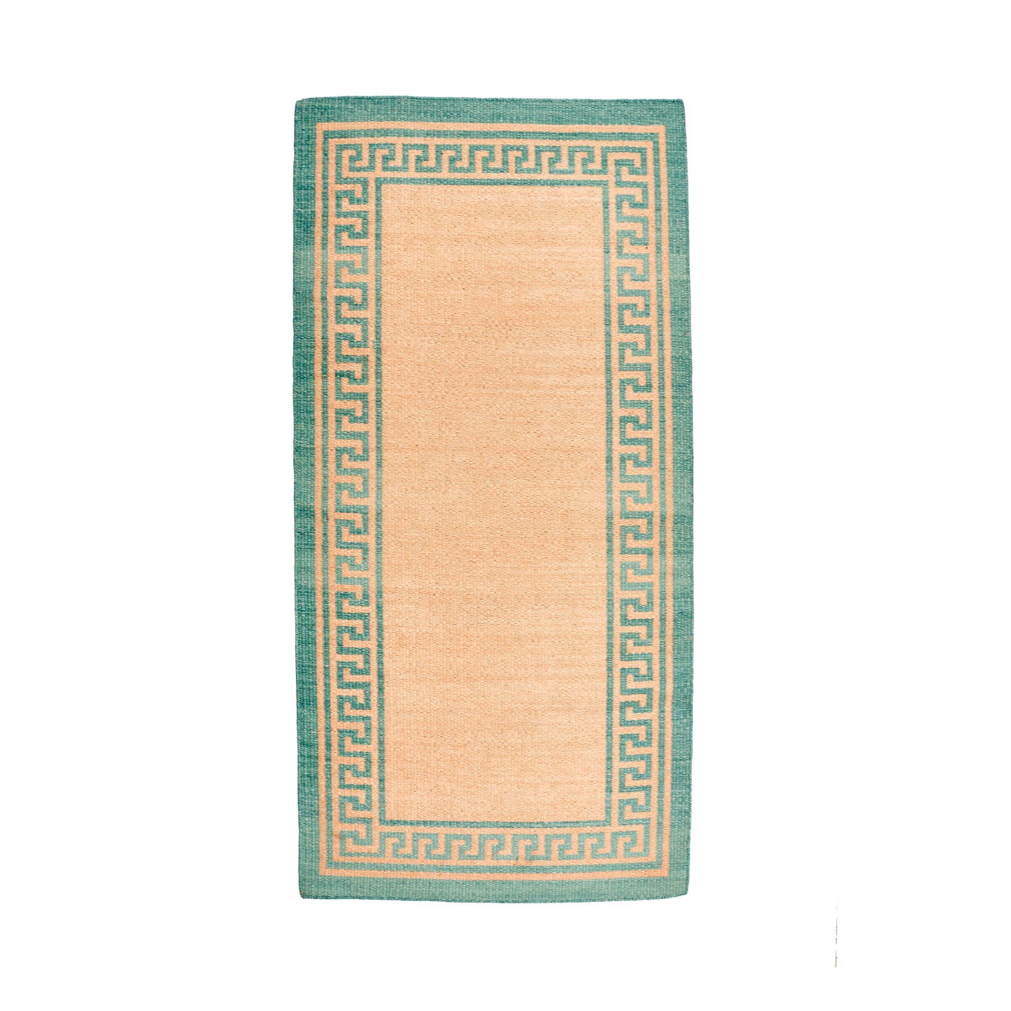 Pink & Green Greek Key Reversible Rug