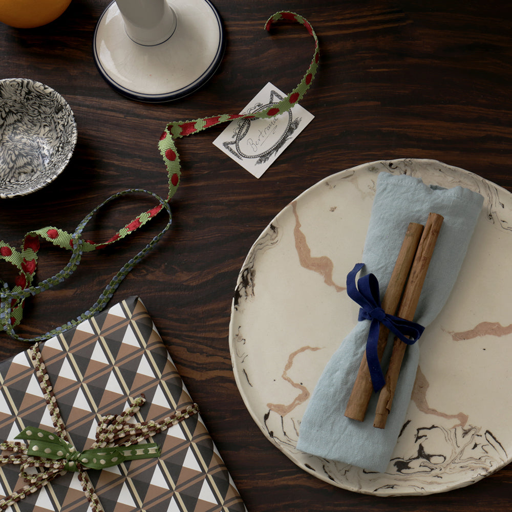 Cream Swirl Earthenware Serving Platter